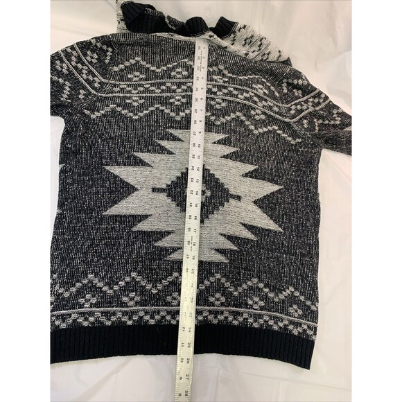 Karen Kane Aztec Black White Patten Waterfall Draped Open Front Cardigan Women M - Picture 10 of 11
